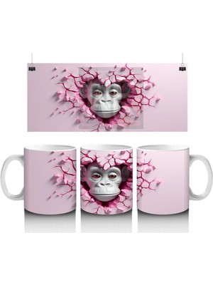 Çatlak Duvar Arasında Bakan Güçlü Goril Figürü - Baskılı Kahve Kupası