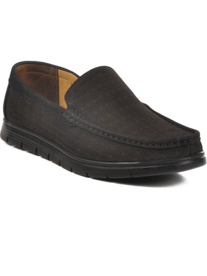 Siyah Nubuk Hakiki Deri Jel Tabanlı Erkek Günlük Ayakkabı 007 M