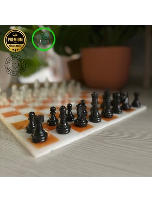 Gifter Modern Epoksi Satranç Takımı Turuncu