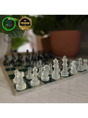 Gifter Modern Epoksi Satranç Takımı Yeşil