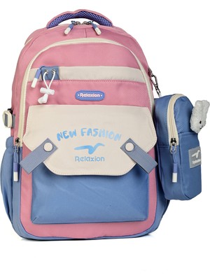 Relaxion 1513 Çok Gözlü Okul ve Günlük Sırt Çantası – Mini Aksesuar Hediyeli