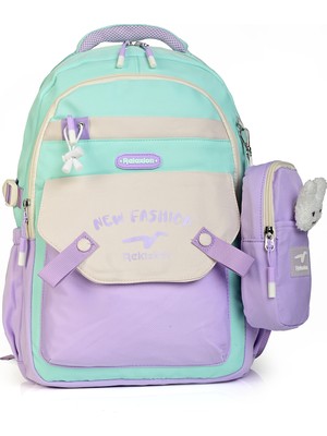 Relaxion 1513 Çok Gözlü Okul ve Günlük Sırt Çantası – Mini Aksesuar Hediyeli
