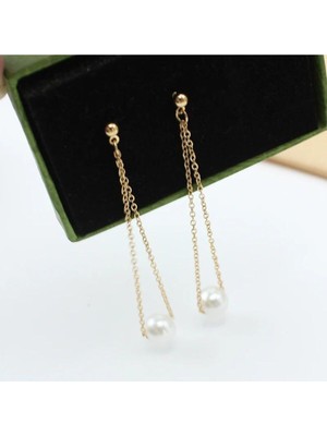 Şıklığınızı Tamamlayacak Incili Uzun Zincir Küpe