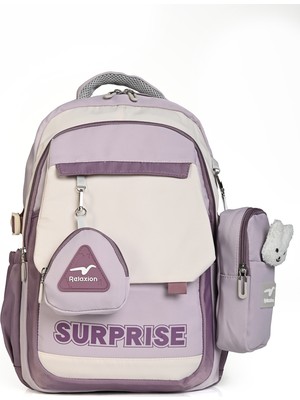 Relaxion 1514 Çok Bölmeli Okul ve Günlük Sırt Çantası – Mini Çanta ve Pelüş Hediyeli
