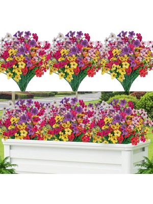 12LI Set Yapay Çiçek Sazlı Mine Karışık Renk 5 Dallı 33CM