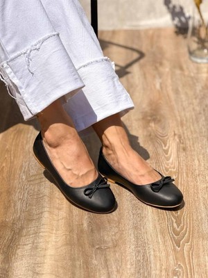 Livana Hakiki Deri Siyah Babet