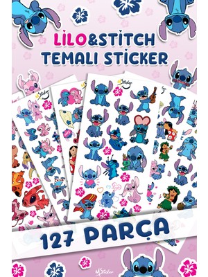 127 Adet Stitc Temalı Sticker Seti - Kalem Suluk Defter Cam Masa Laptop Tablet Sticker Suya Dayanıklı