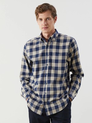 Lcwaıkıkı Classic  Regular Fit Uzun Kollu Ekose Gabardin Erkek Gömlek  (W5)