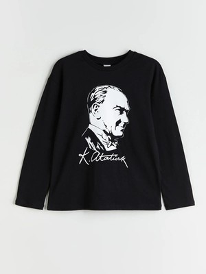 Lcw Kids  Bisiklet Yaka Atatürk Baskılı Erkek Çocuk Tişört  (W5)