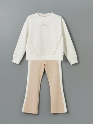 Lcw Kids  Bisiklet Yaka Kız Çocuk Sweatshirt ve Tayt  (W5)