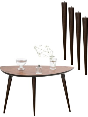 Hamadex 44 cm Koyu Meşe Konik Ahşap Mobilya Ayağı – 4’lü Set | Masa, Sandalye, Sehpa Uyumlu | Montaj Aparatları Dahil