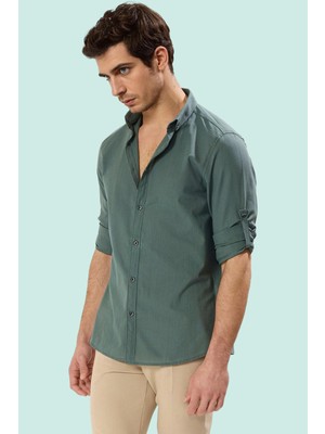 Erkek Slim Fit Uzun Kollu Gömlek Pamuklu Casual Günlük Hafta Sonu Yaz Aylarının Vazgeçilmezi