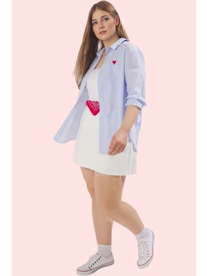 Kadın Çizgili Dokuma Gömlek Büyük Beden Rahat Kalıp Günlük Stil Yaz Aylarının Vazgeçilmezi