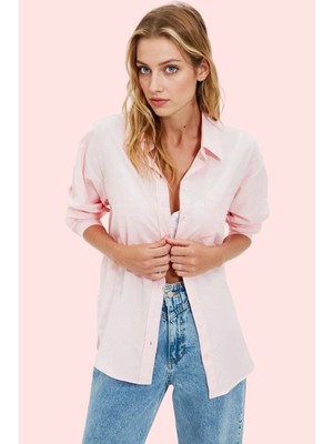 Kadın Boyfriend Geniş Kalıp Pamuklu Gömlek Günlük Casual Stil Hafta Sonu Dayanıklı Malzeme