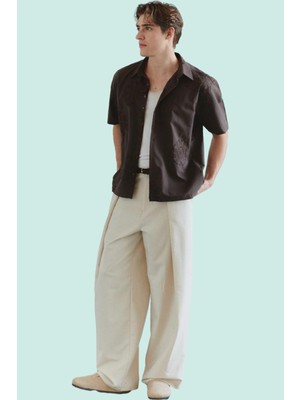 Erkek Kısa Kollu Nakışlı Brode Gömlek Pamuk Günlük Şık Tarz Hafta Sonu Yaz Aylarının Vazgeçilmezi