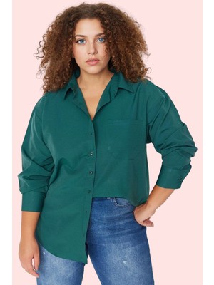 Kadın Boyfriend Gömlek Düz Desen Regular Kalıp Günlük Kullanım Hafta Sonu Kaliteli Malzeme