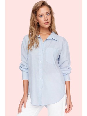 Kadın Boyfriend Geniş Kalıp Pamuklu Gömlek Günlük Casual Stil Hafta Sonu Dayanıklı Malzeme