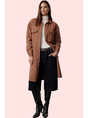 Kadın Uzun Kışlık Flanel Gömlek Düz Desen Relaxed Kalıp Günlük Şıklık Yaz Aylarının Vazgeçilmezi