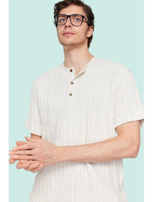 Erkek Keten Karışımlı Oversize Fit Gömlek Bisiklet Yaka Düz Desen Günlük Stil Modern Tasarım