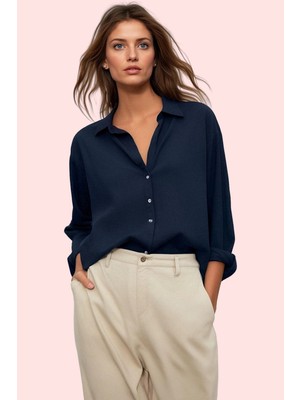 Kadın Oversize Geniş Kalıp Dokuma Gömlek Viskoz Günlük Kullanım Için Yaz Aylarının Vazgeçilmezi