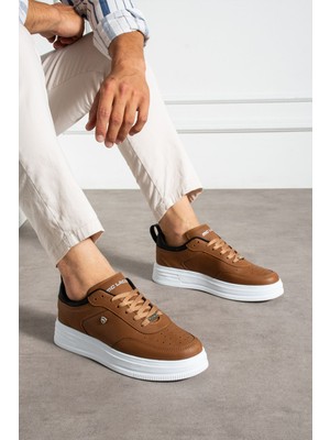 Erkek Sneaker Taba Günlük Spor Ayakkabı Yüksek Taban Rahat Tasarım X55