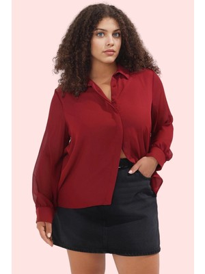 Kadın Regular Kalıp Gömlek Şifon Dokuma Uzun Kollu Günlük Hafta Sonu Yaz Aylarının Vazgeçilmezi