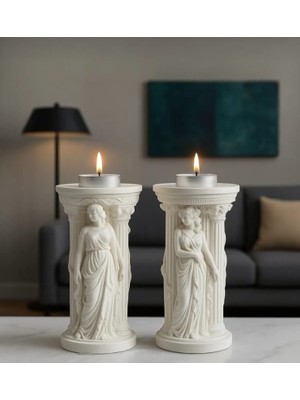 Doğal Taş Döküm Helenistik Tanrıça MUMLUK Biblo Heykel El Yapımı Biblo