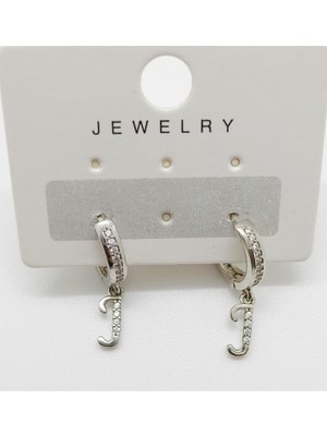 '’j’’ Harfi Renkli Çelik Figürlü Lüks Tasarım Küpe