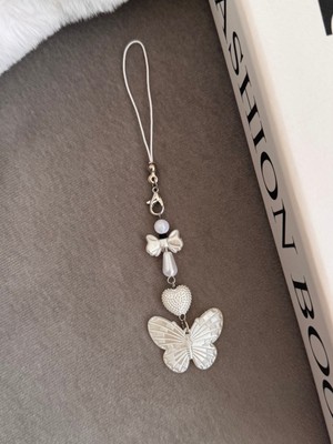 Kelebek Telefon Charm, Fiyonk Telefon Ipi Charmı, Kelebek Telefon Süsü Çanta Charm