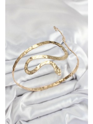 Pirinç Yılan Model Gold Renk Kadın Pazu Bileklik