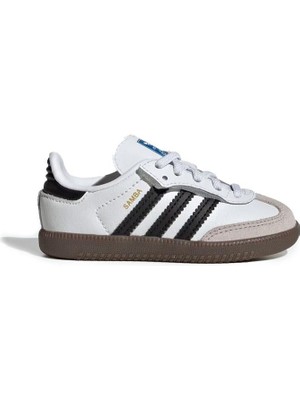 Adidas Samba Og Cf El I Çocuk Ayakkabı JQ3191 Beyaz Siyah Detaylı Düz Tabanlı Erkek Çocuk İçin