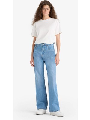 DeFacto 90's Wide Leg Yüksek Bel Uzun Jean Yıkamalı Pantolon E9106AX25AU