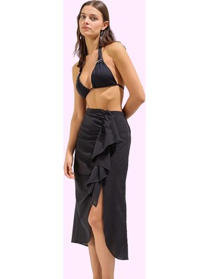 Kadın Midi Boy Dokuma Plaj Etek Cut Out Detaylı Pamuk Yazlık Günlük Kullanım Modern Tasarım