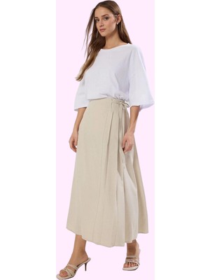 Kadın Maxi Boy A Line Dokuma Etek Düz Desen Ramadan Tarzu Iş ve Günlük Modern Tasarım