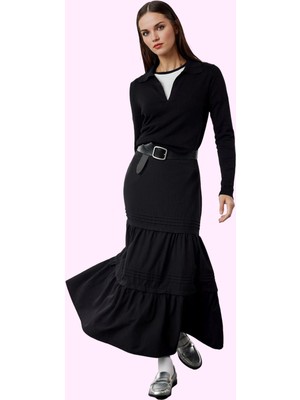 Kadın Maxi Etek Eteği Fırfırlı Poplin Dokuma Ramadan Tarzu Yaz Aylarının Vazgeçilmezi