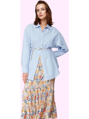 Kadın Maxi Çiçekli Desenli Dokuma Etek Yüksek Bel Kemerli Günlük Kullanım Kaliteli Malzeme