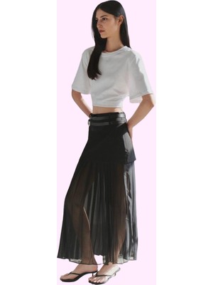 Kadın Midi Boy Pileli Şifon Etek Yüksek Bel Günlük Kombinler Hafta Sonu Yaz Aylarının Vazgeçilmezi