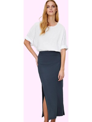 Kadın Maxi Örme Etek Yüksek Bel Yırtmaçlı Rahat Günlük Stil Hafta Sonu Yaz Aylarının Vazgeçilmezi