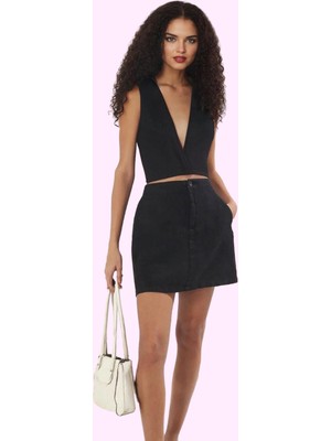 Kadın Mini Basic Keten Etek Günlük Casual Tarz Kaliteli Malzeme Yaz Aylarının Vazgeçilmezi