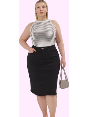 Kadın Kalem Denim Etek Düz Desen Renk Kısa Boy Comfort Dokuma Iş Ortamı Yaz Aylarının Vazgeçilmezi