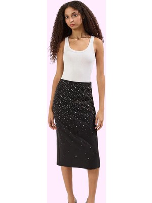 Kadın Midi Boy Taş Baskılı Dokuma Etek Şık Gece Kombinleri Günlük Kullanım Kaliteli Malzeme