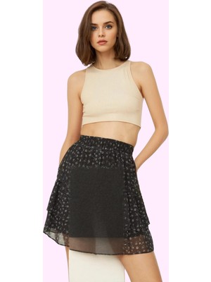 Kadın Çiçekli Desenli Mini Etek Astarlı Şifon Kumaş Günlük Kullanım Yaz Aylarının Vazgeçilmezi