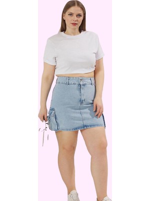 Kadın Denim Etek Yüksek Bel A Line Düz Desen Pamuklu Günlük Kombinler Yaz Aylarının Vazgeçilmezi