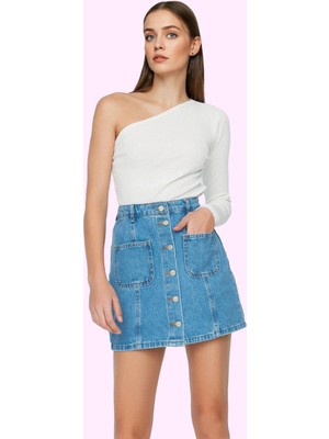 Kadın Denim Mini Etek Yüksek Bel Pamuk Günlük Kombinler Hafta Sonu Yaz Aylarının Vazgeçilmezi