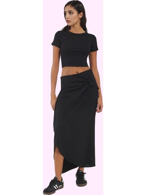 Kadın Midi Boy Aerobin Dokuma Etek Düz Desen Günlük Stil Hafta Sonu Yaz Aylarının Vazgeçilmezi