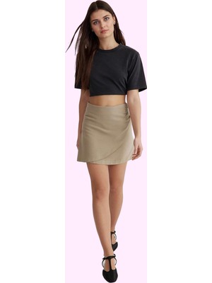 Kadın Mini Boy Keten Görünümlü Dokuma Etek Günlük Şıklık Yaz Aylarının Vazgeçilmezi Hafta Sonu