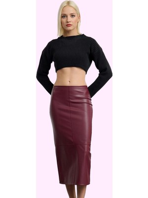 Kadın Maxi Kalem Etek Yüksek Bel Suni Deri Kışlık Günlük Şık Hafta Sonu Yaz Aylarının Vazgeçilmezi