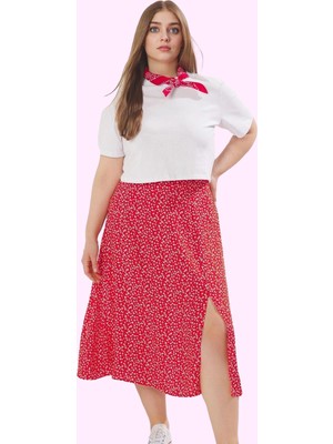 Kadın Animal Desenli Yüksek Bel Midi Etek Büyük Beden Rahat Günlük Yaz Aylarının Vazgeçilmezi