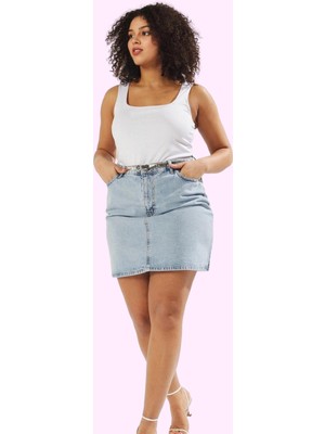 Kadın Denim Etek Yüksek Bel Pamuk Günlük Casual Stil Hafta Sonu Yaz Aylarının Vazgeçilmezi