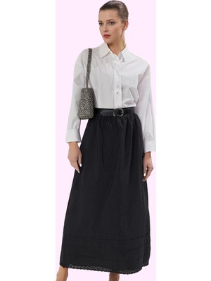 Kadın Pamuk Polyester Maxi Kloş Etek Dantel Detaylı Tüm Sezon Günlük Kullanım Modern Tasarım